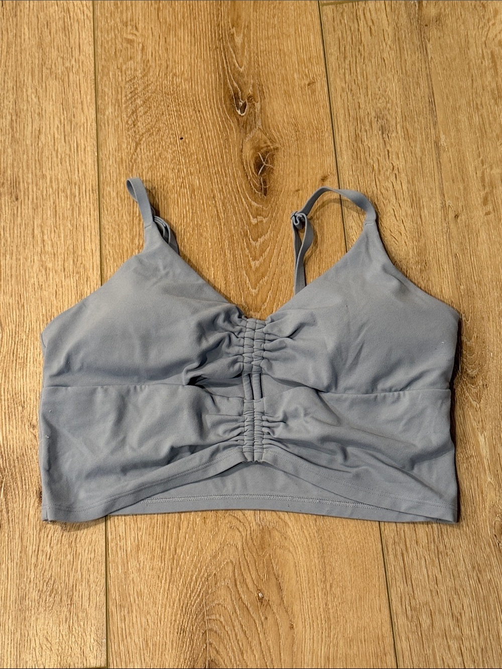 Athleta | Light Gray/Blue | Ruched Front Sports Bralette | size M